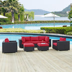 Ensemble de salon de jardin en rotin synthétique Bocabec (7 pièces) par Havenside Home