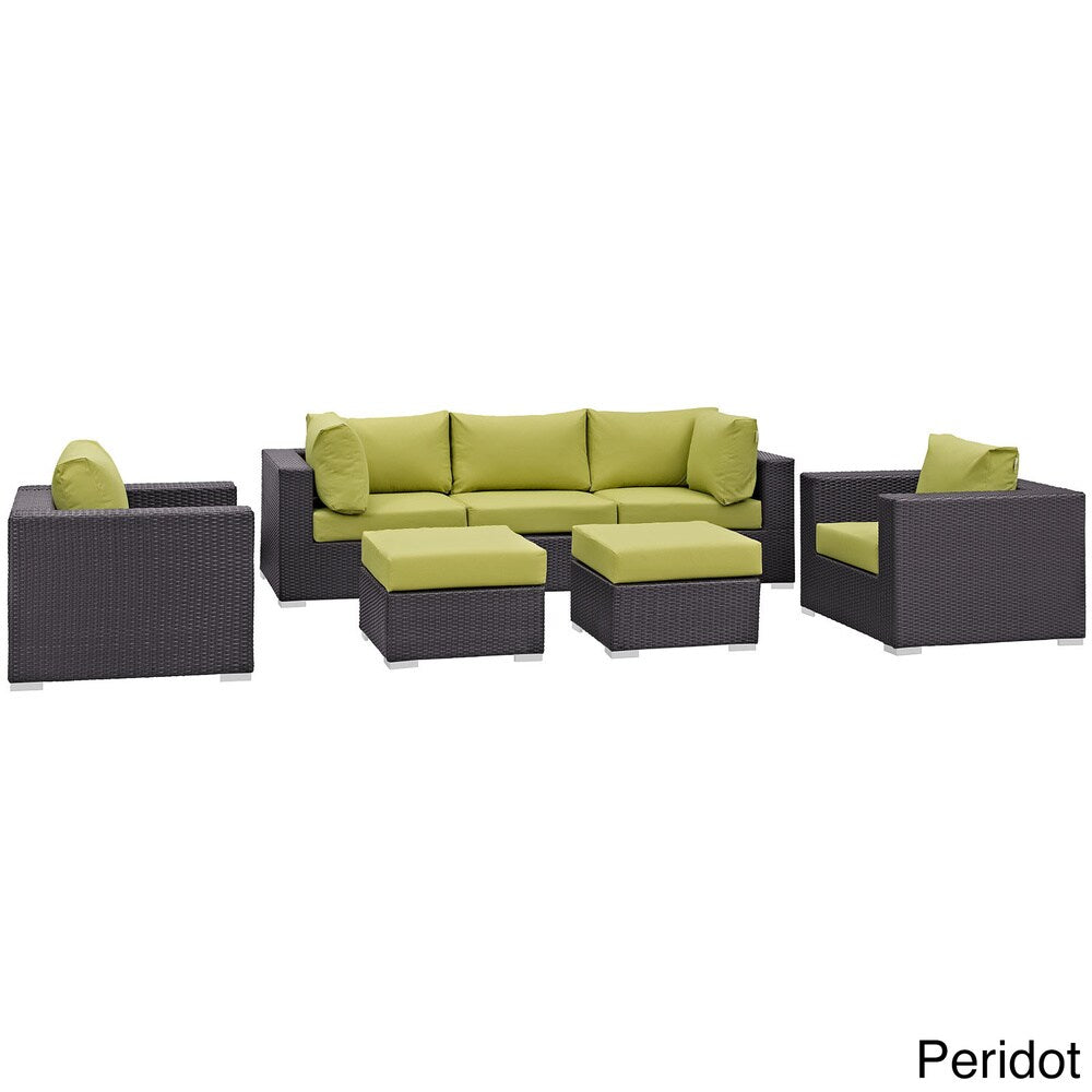 Ensemble de salon de jardin en rotin synthétique Bocabec (7 pièces) par Havenside Home