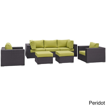 Ensemble de salon de jardin en rotin synthétique Bocabec (7 pièces) par Havenside Home