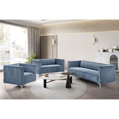 Ensemble de salon en velours Clayfell Gavin avec accoudoirs carrés
