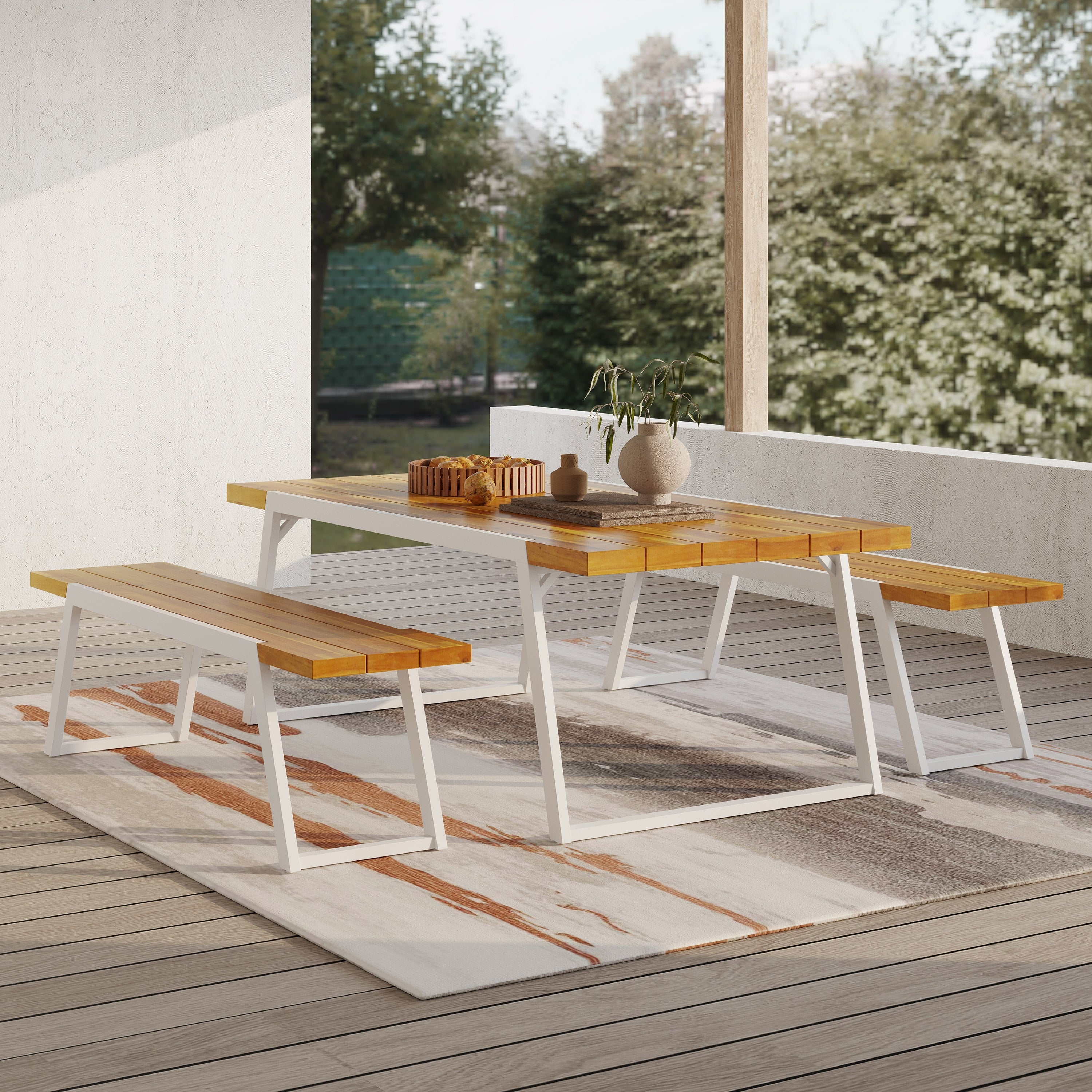 Ensemble de pique-nique d'extérieur 3 pièces en bois d'acacia Gaylor par Christopher Knight Home