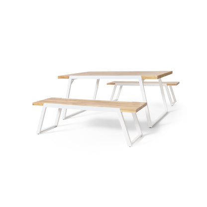 Ensemble de pique-nique d'extérieur 3 pièces en bois d'acacia Gaylor par Christopher Knight Home