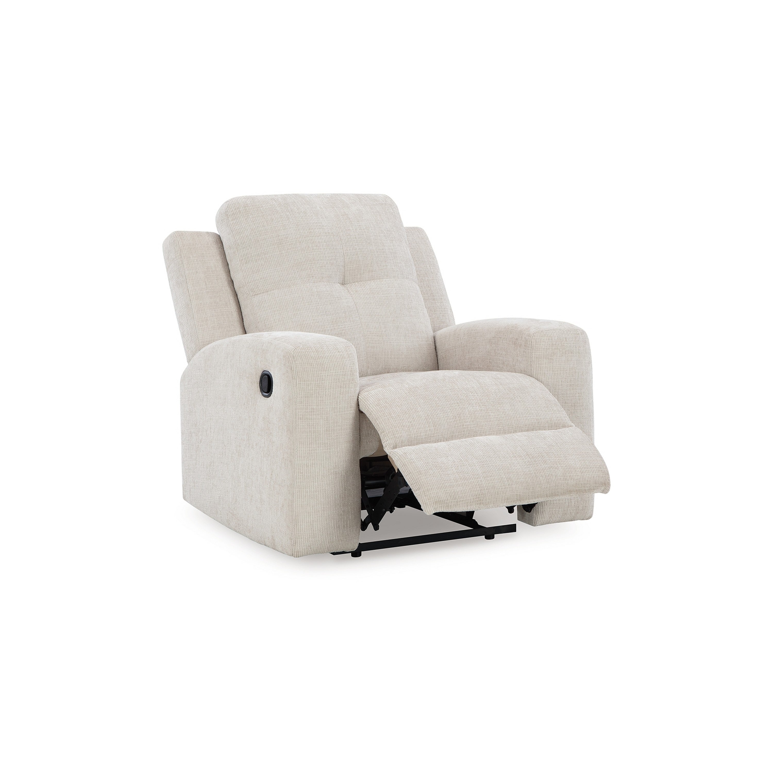Fauteuil inclinable manuel Genna, polyester beige clair, rembourrage moelleux