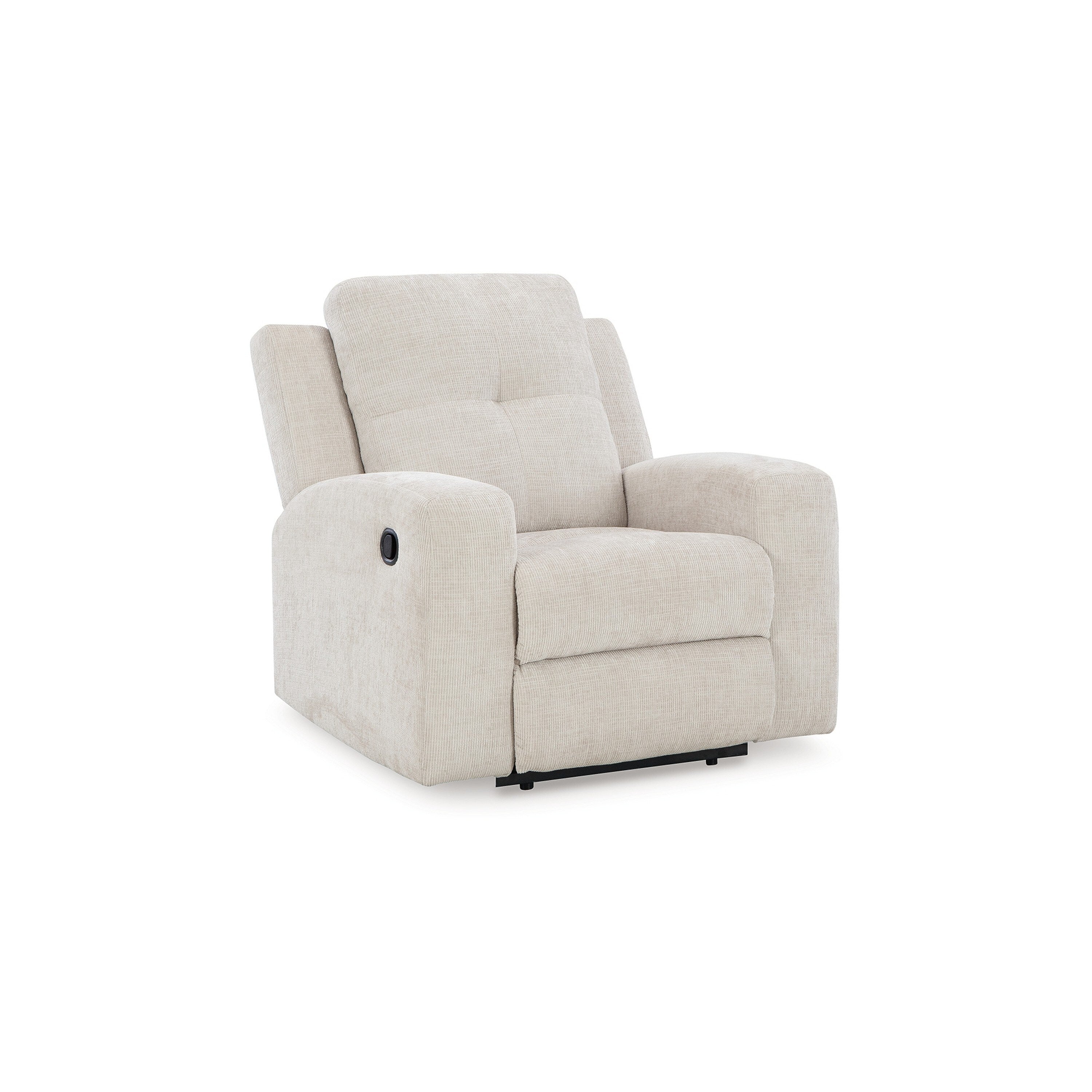 Fauteuil inclinable manuel Genna, polyester beige clair, rembourrage moelleux