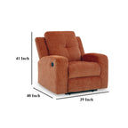 Fauteuil inclinable manuel Genna, polyester orange épicé, coussin moelleux