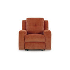 Fauteuil inclinable manuel Genna, polyester orange épicé, coussin moelleux