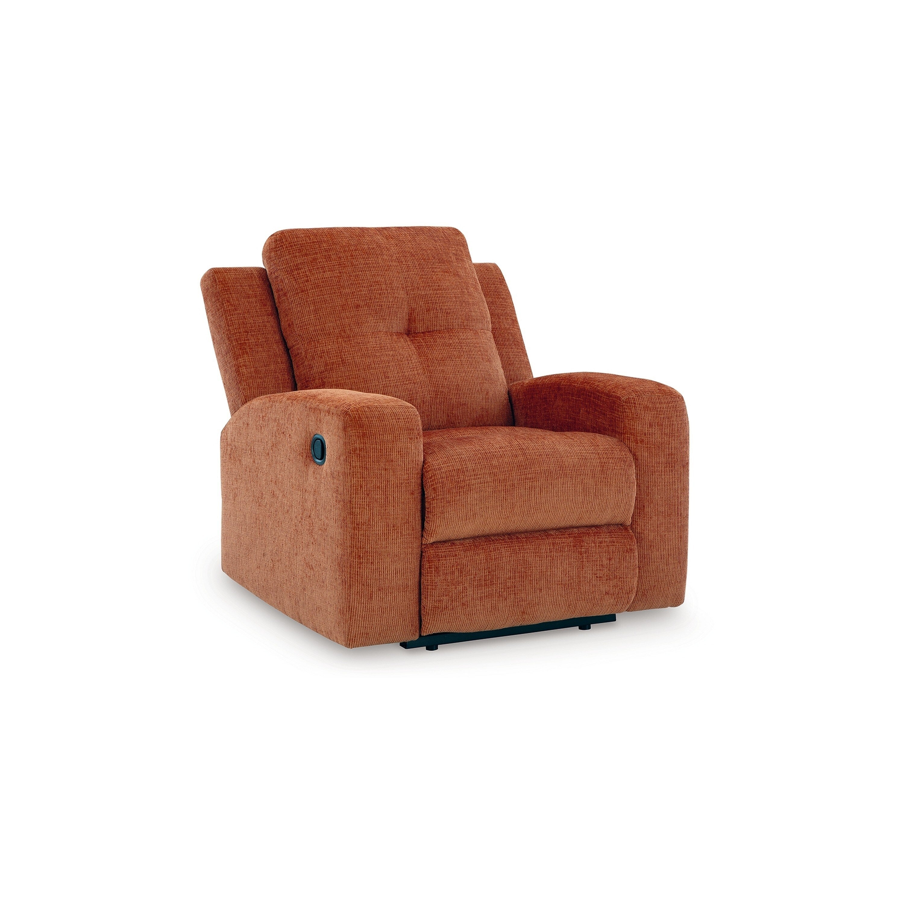 Fauteuil inclinable manuel Genna, polyester orange épicé, coussin moelleux
