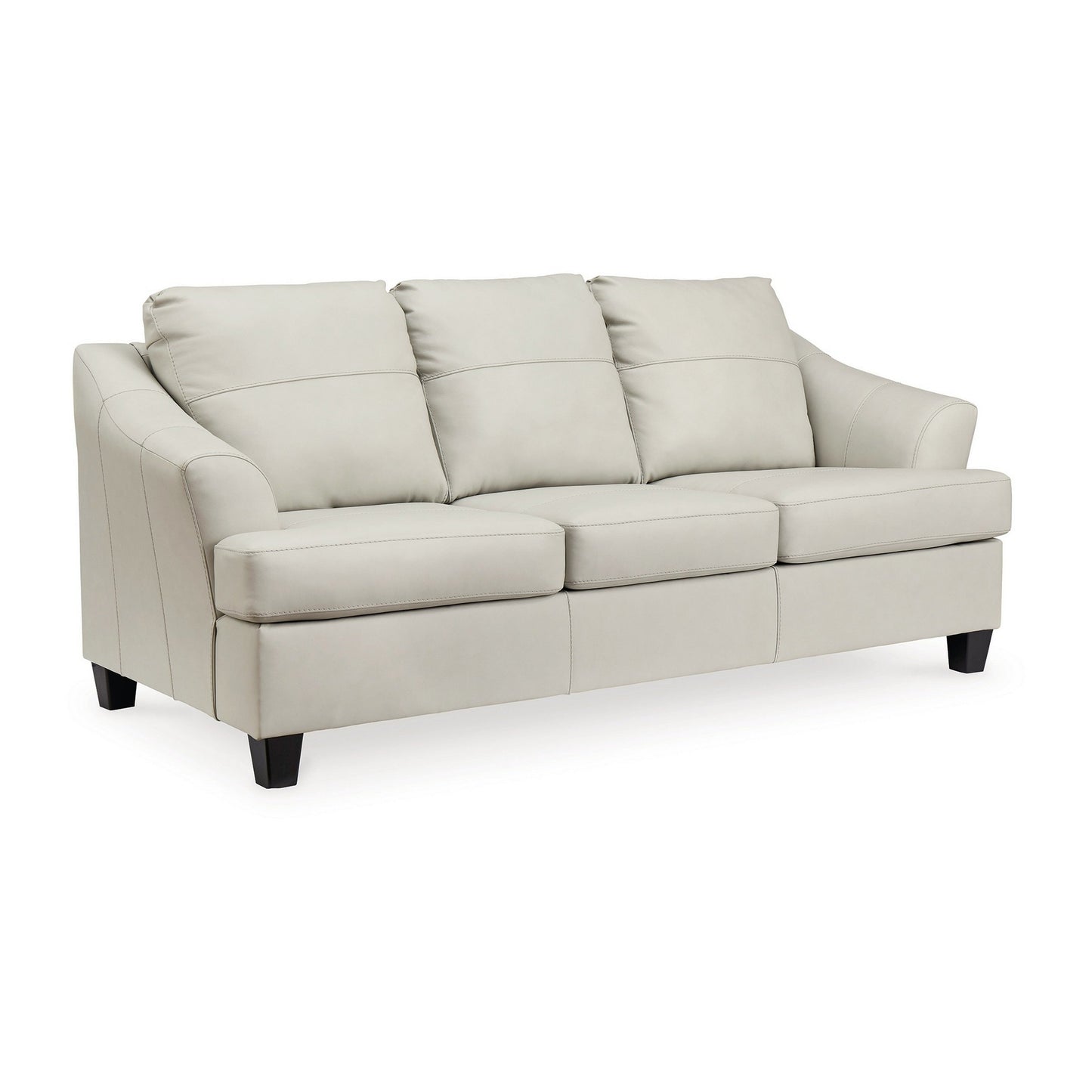 Canapé Geno 88 pouces, coussin de dossier surdimensionné, cuir véritable blanc cassé