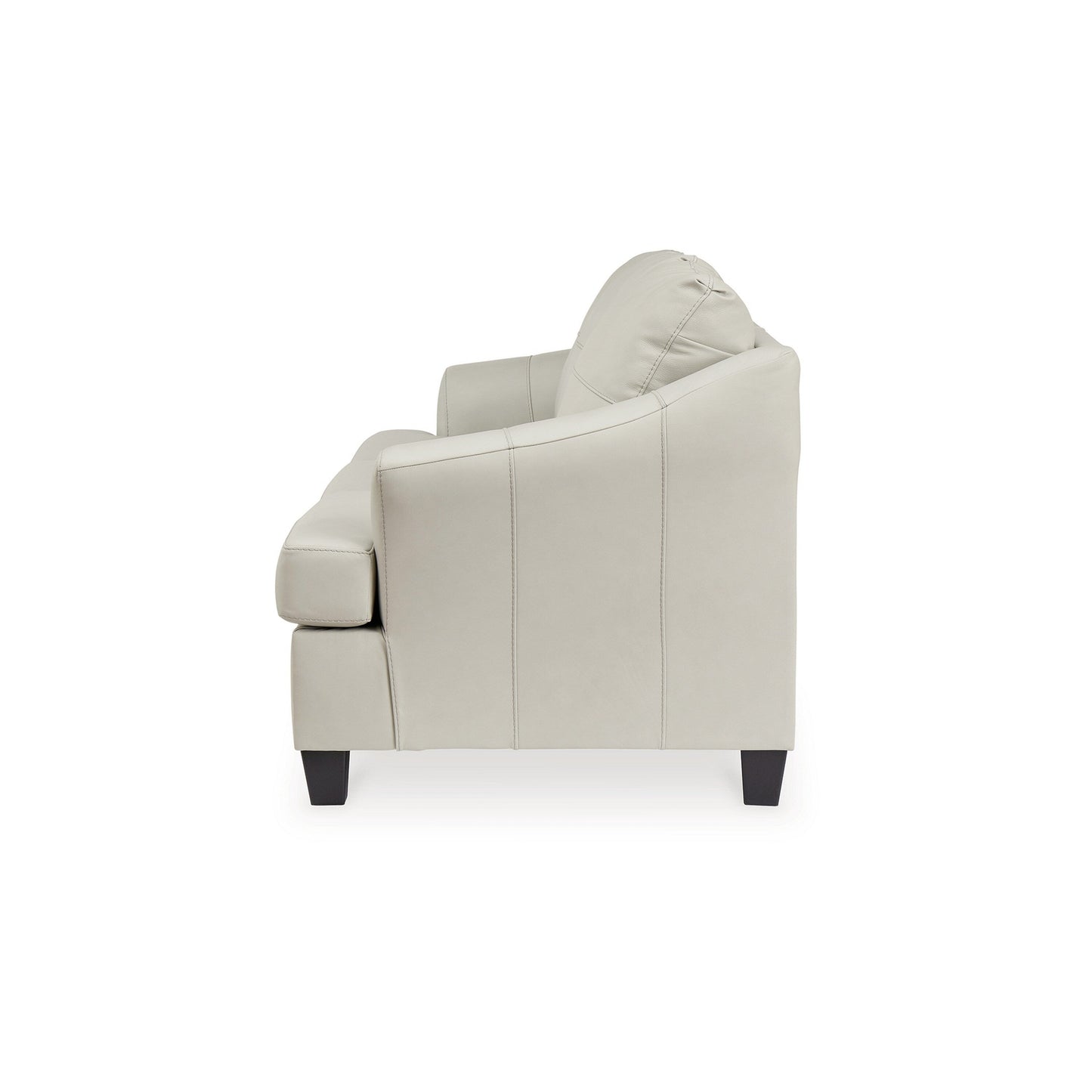 Canapé Geno 88 pouces, coussin de dossier surdimensionné, cuir véritable blanc cassé