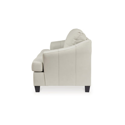 Canapé Geno 88 pouces, coussin de dossier surdimensionné, cuir véritable blanc cassé