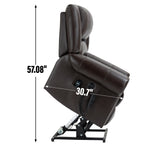 Fauteuil inclinable électrique en cuir véritable avec double moteur, massage par vibrations à 8 points, chauffage, ports USB et inclinaison infinie