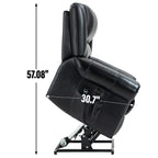 Fauteuil inclinable électrique en cuir véritable avec double moteur, massage par vibrations à 8 points, chauffage, ports USB et inclinaison infinie