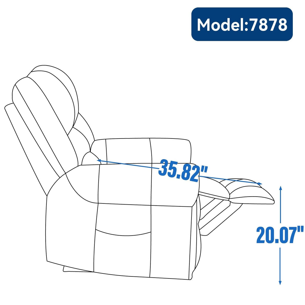 Fauteuil inclinable électrique en cuir véritable avec double moteur, massage par vibrations à 8 points, chauffage, ports USB et inclinaison infinie