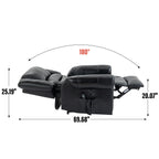 Fauteuil inclinable électrique en cuir véritable avec double moteur, massage par vibrations à 8 points, chauffage, ports USB et inclinaison infinie
