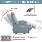 Fauteuil inclinable électrique en cuir véritable, pivotant à 270°, USB, Type-C