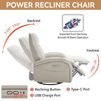 Fauteuil inclinable électrique en cuir véritable, pivotant à 270°, USB, Type-C