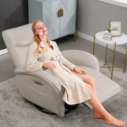 Fauteuil inclinable électrique en cuir véritable, pivotant à 270°, USB, Type-C