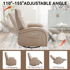Fauteuil inclinable électrique en cuir véritable, pivotant à 270°, USB, Type-C