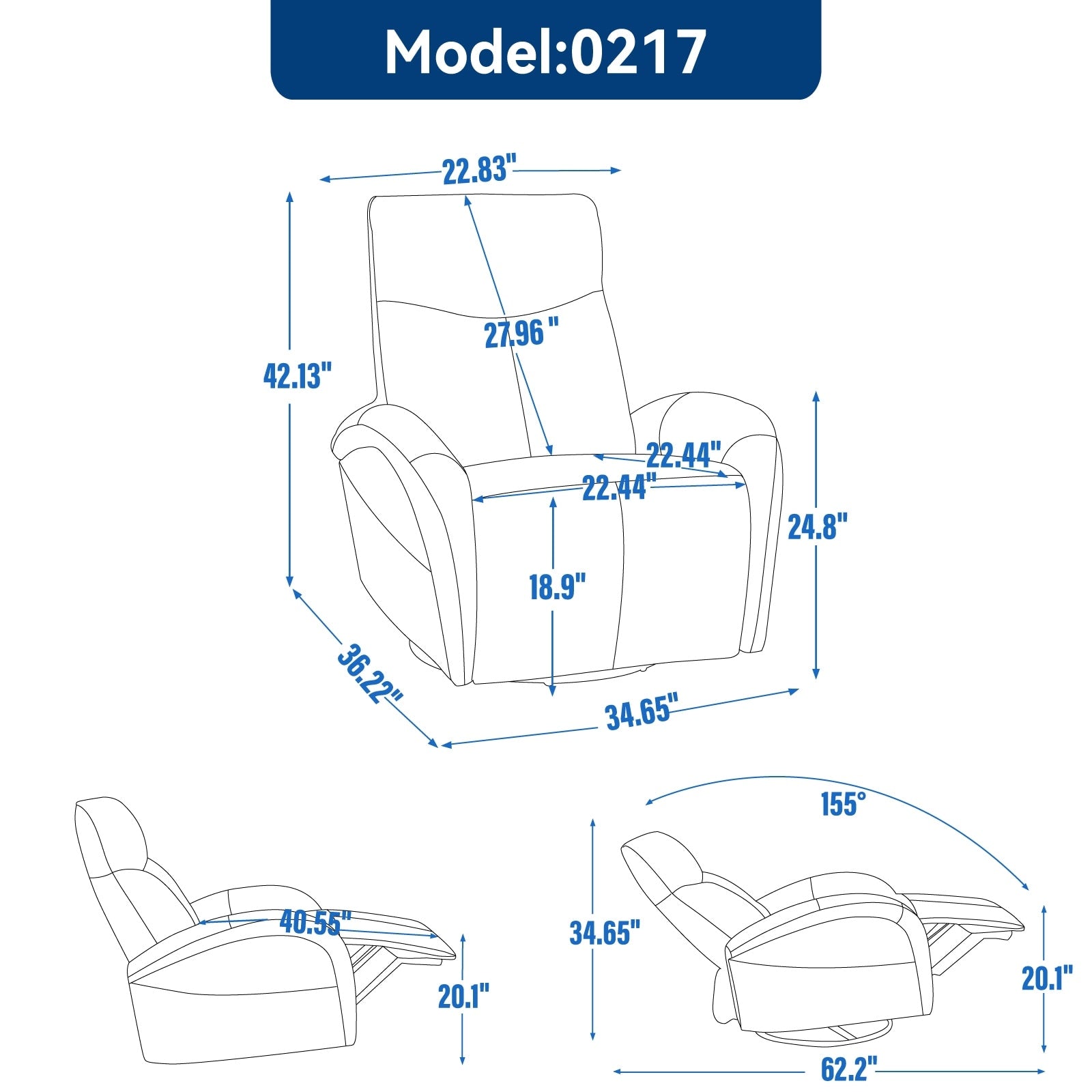 Fauteuil inclinable électrique en cuir véritable, pivotant à 270°, USB, Type-C