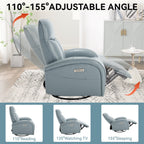 Fauteuil inclinable électrique en cuir véritable, pivotant à 270°, USB, Type-C