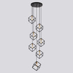Lustre suspendu géométrique pour escalier, hauteur réglable, 5 ou 7 lumières