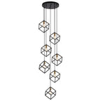 Lustre suspendu géométrique pour escalier, hauteur réglable, 5 ou 7 lumières
