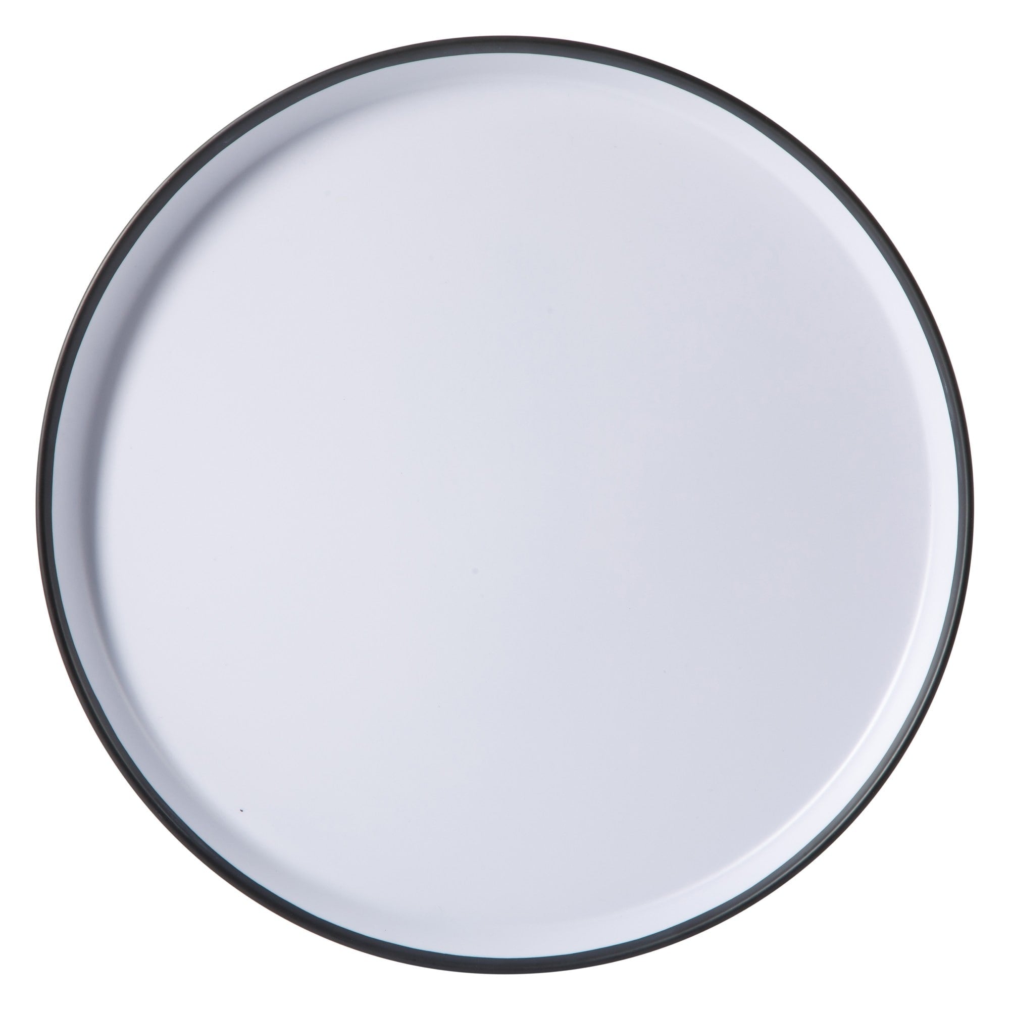 Service de table Gibson Home Folsom Shores, 12 pièces, assiettes et bols en mélamine incassable, moderne – Blanc avec bordure noire