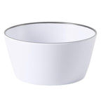 Service de table Gibson Home Folsom Shores, 12 pièces, assiettes et bols en mélamine incassable, moderne – Blanc avec bordure noire
