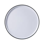 Service de table Gibson Home Folsom Shores, 12 pièces, assiettes et bols en mélamine incassable, moderne – Blanc avec bordure noire