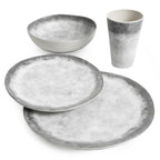 Service de table rond en mélamine Gibson Home Granite, service pour quatre personnes (16 pièces), marbre