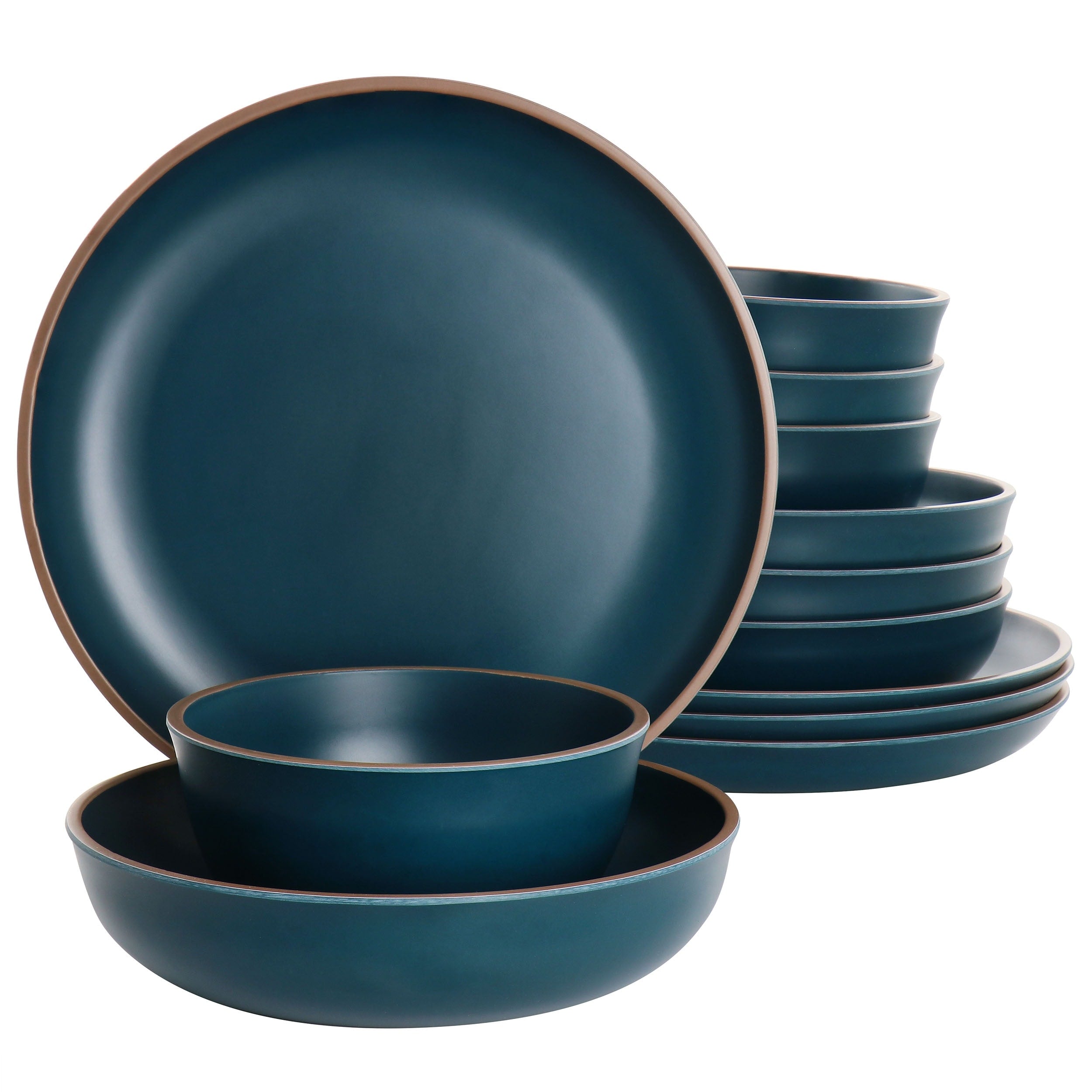 Service de table Gibson Home Rockabye 12 pièces en mélamine bleu sarcelle foncé