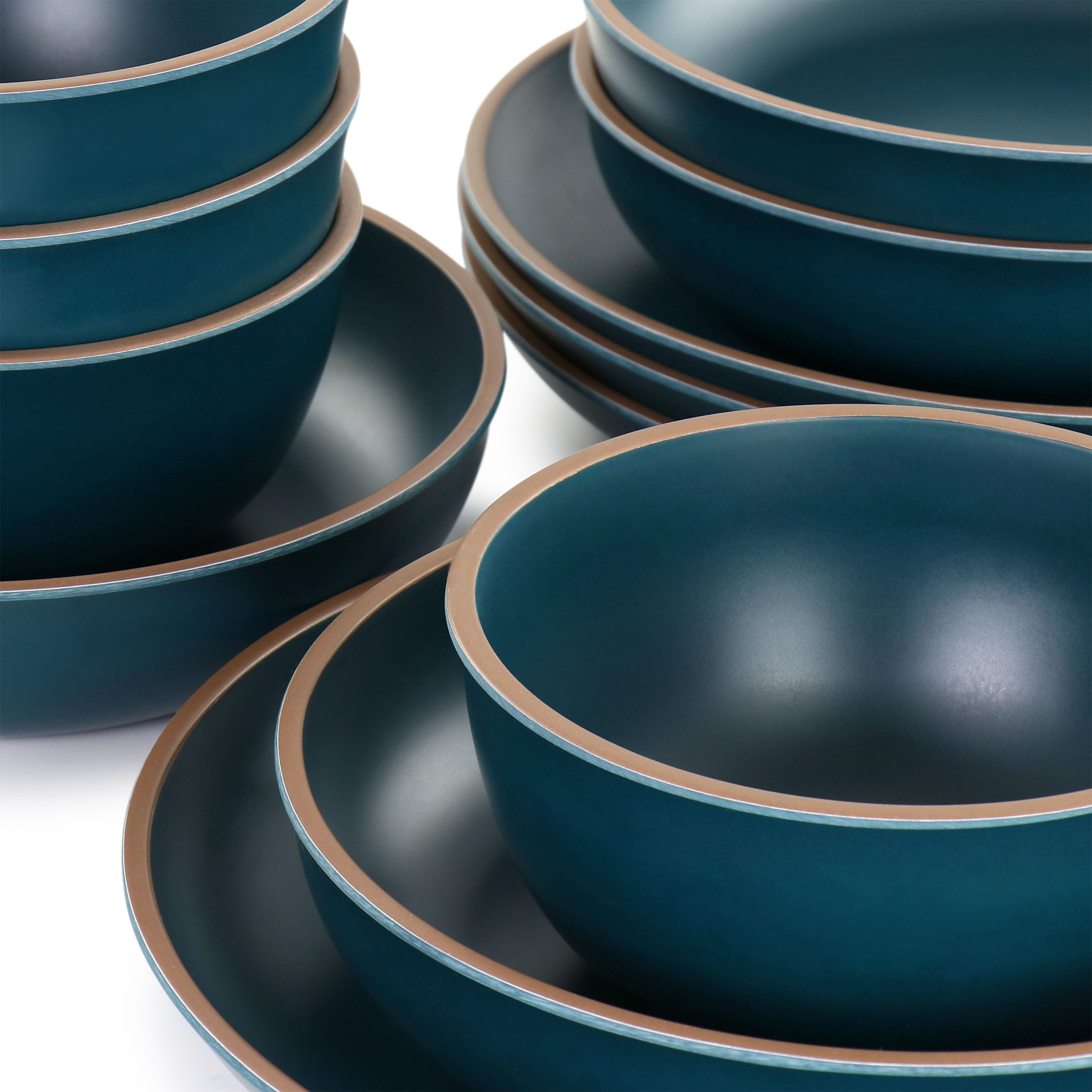 Service de table Gibson Home Rockabye 12 pièces en mélamine bleu sarcelle foncé