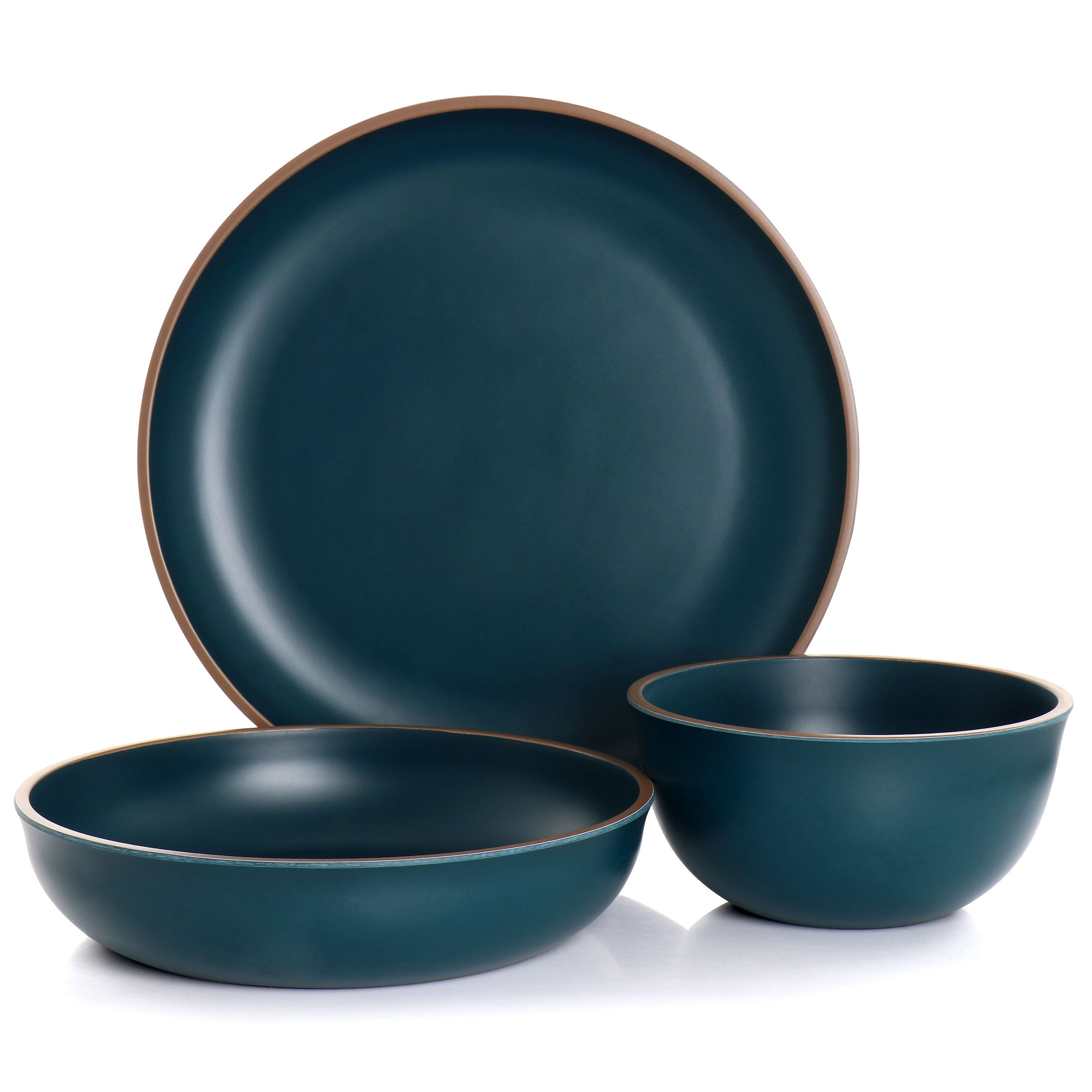 Service de table Gibson Home Rockabye 12 pièces en mélamine bleu sarcelle foncé