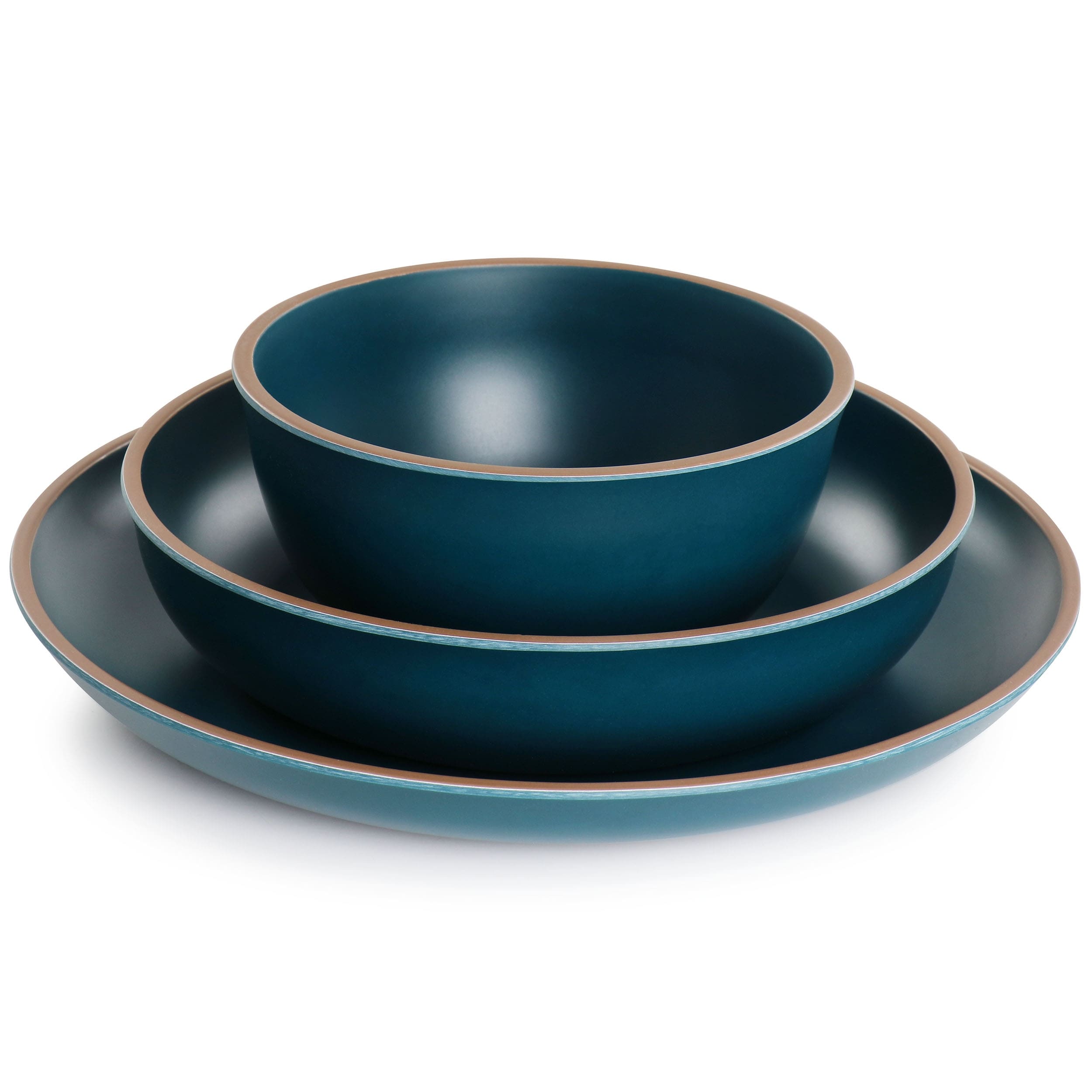 Service de table Gibson Home Rockabye 12 pièces en mélamine bleu sarcelle foncé