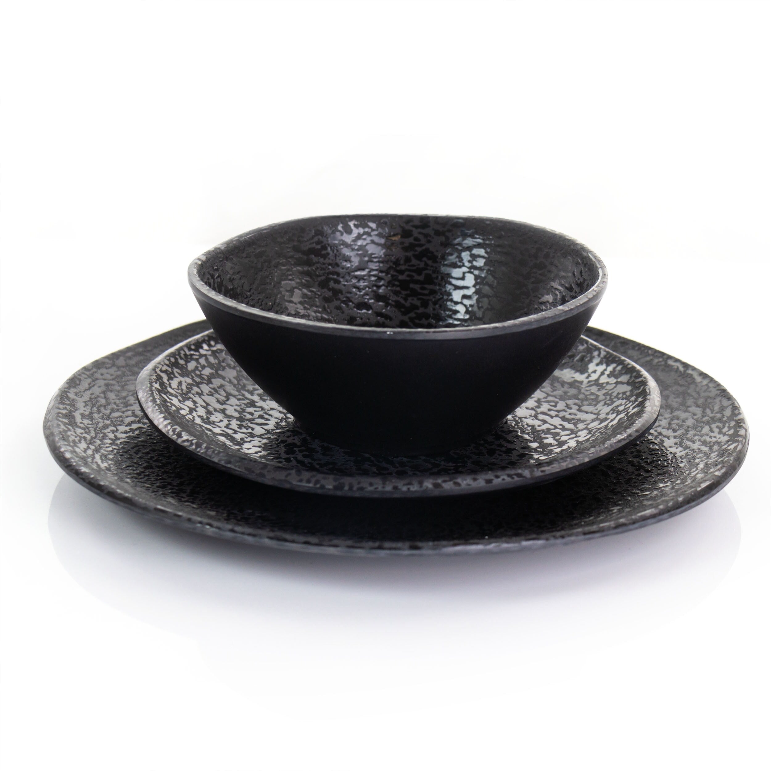 Service de table rond en mélamine Gibson Home Yoko, 12 pièces, noir