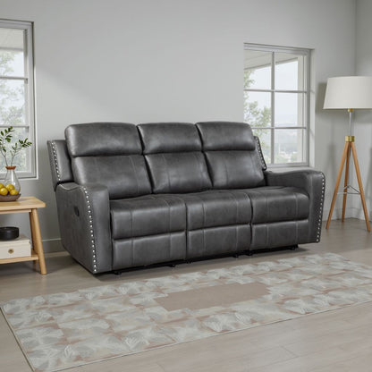 Canapé inclinable manuel double Gimo, microfibre gris foncé, 82 pouces