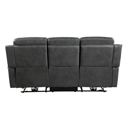 Canapé inclinable manuel double Gimo, microfibre gris foncé, 82 pouces