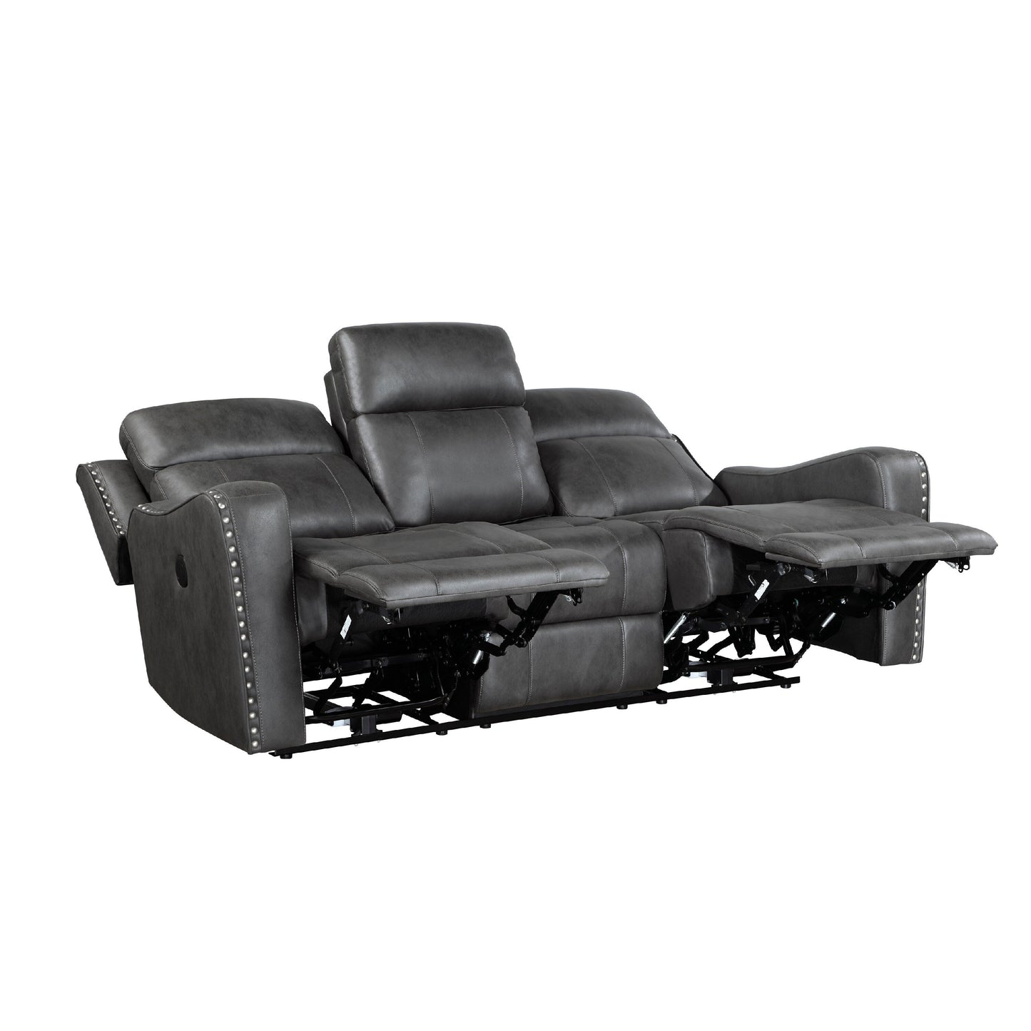 Canapé inclinable électrique Gimo, microfibre gris foncé, ports USB, 82 pouces