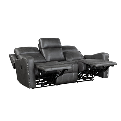 Canapé inclinable électrique Gimo, microfibre gris foncé, ports USB, 82 pouces
