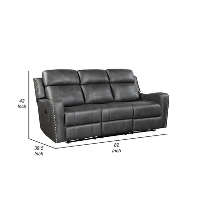Canapé inclinable électrique Gimo, microfibre gris foncé, ports USB, 82 pouces