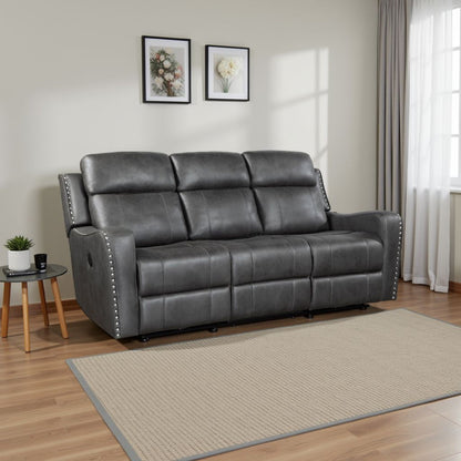 Canapé inclinable électrique Gimo, microfibre gris foncé, ports USB, 82 pouces