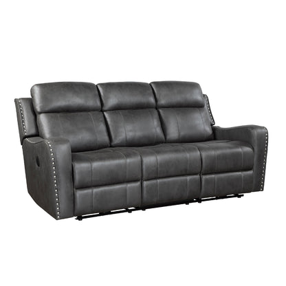 Canapé inclinable électrique Gimo, microfibre gris foncé, ports USB, 82 pouces