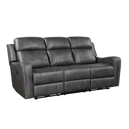 Canapé inclinable électrique Gimo, microfibre gris foncé, ports USB, 82 pouces