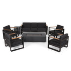 Salon de jardin Giovanna en aluminium 7 places avec foyer par Christopher Knight Home