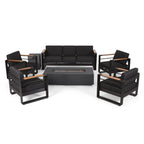 Salon de jardin Giovanna en aluminium 7 places avec foyer par Christopher Knight Home