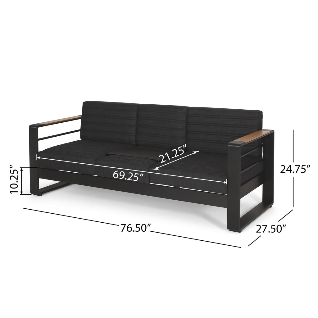 Salon de jardin Giovanna en aluminium 7 places avec foyer par Christopher Knight Home