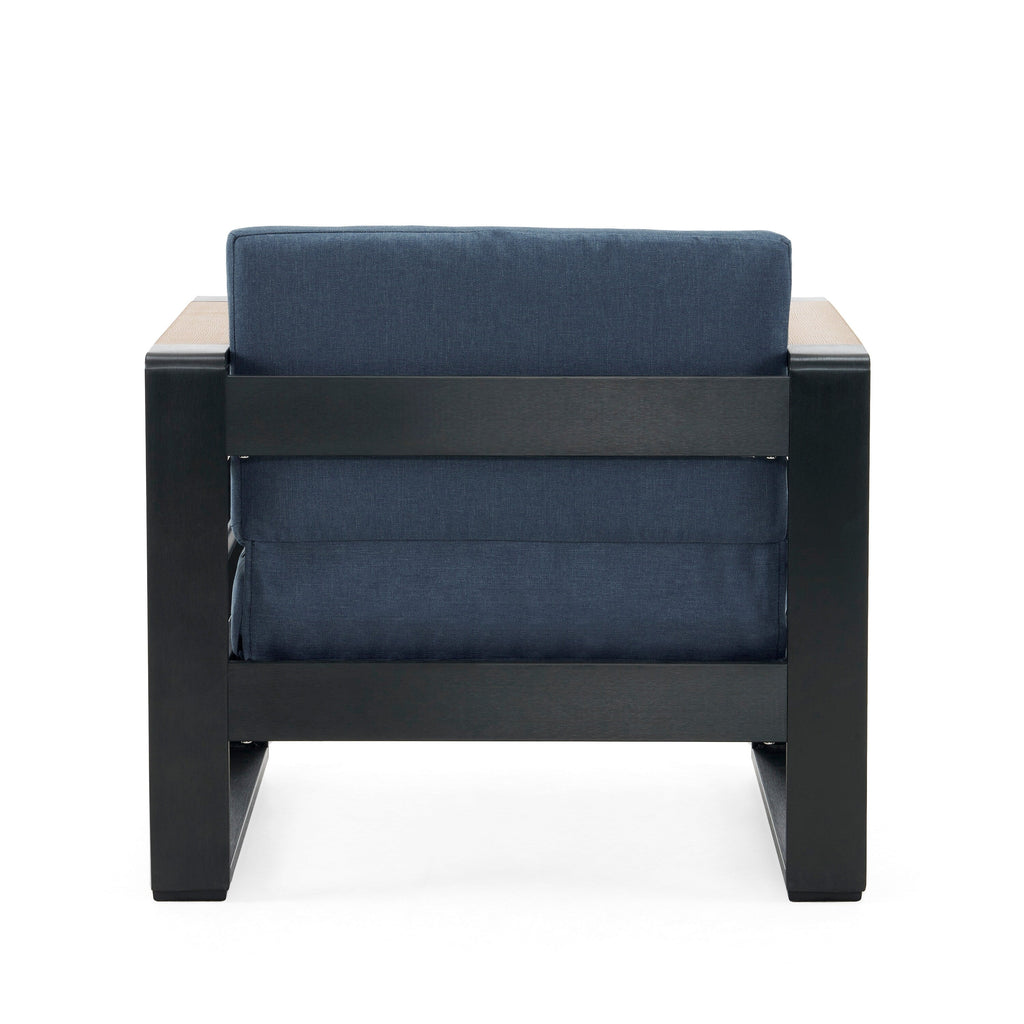 Fauteuils club d'extérieur Giovanna en aluminium avec finitions en imitation bois (lot de 2) par Christopher Knight Home