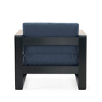 Fauteuils club d'extérieur Giovanna en aluminium avec finitions en imitation bois (lot de 2) par Christopher Knight Home
