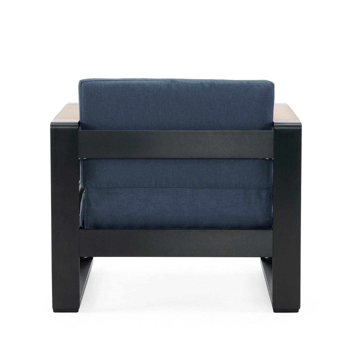 Fauteuils club d'extérieur Giovanna en aluminium avec finitions en imitation bois (lot de 2) par Christopher Knight Home