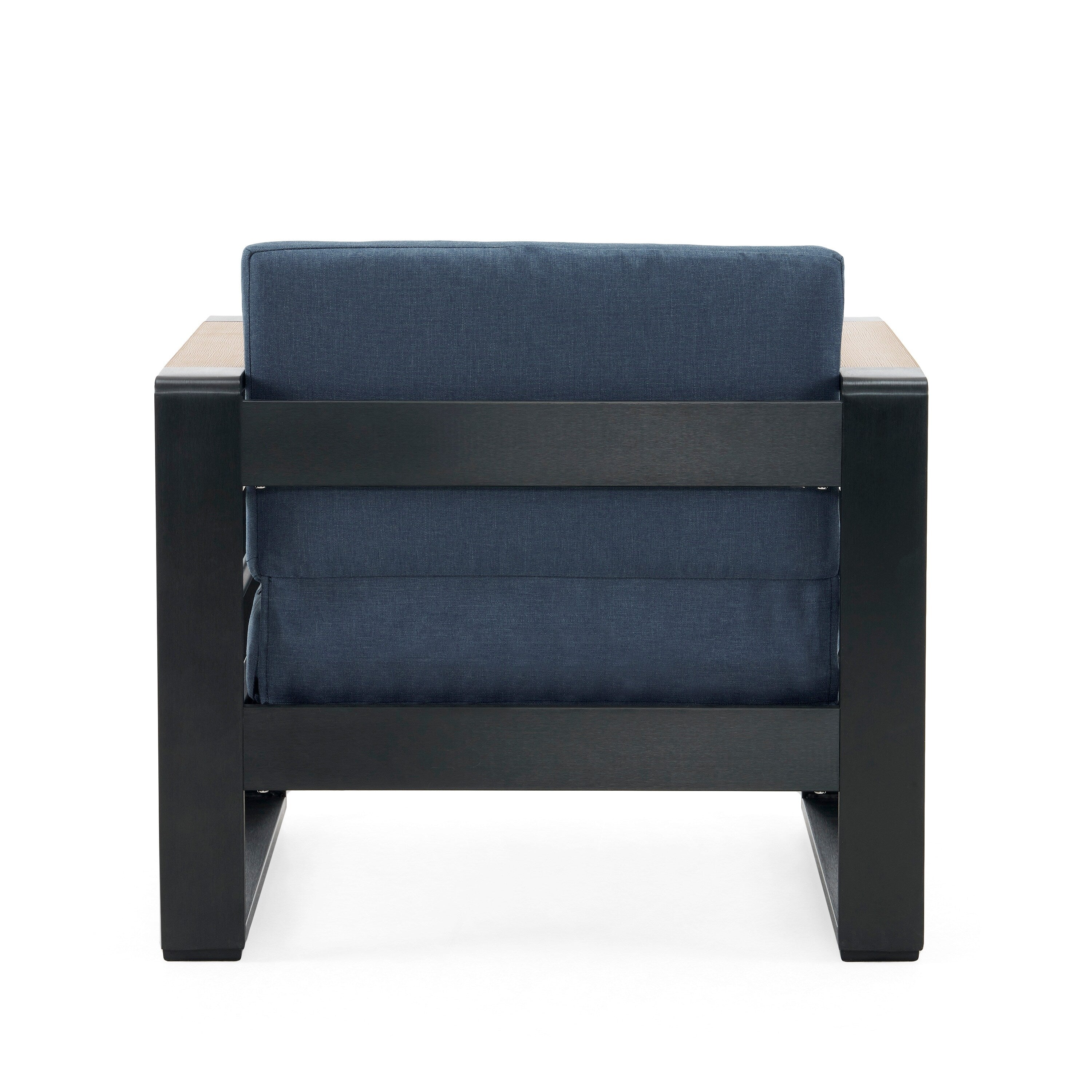 Fauteuils club d'extérieur Giovanna en aluminium avec finitions en imitation bois (lot de 2) par Christopher Knight Home